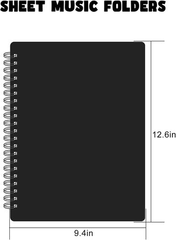 Sheet Music Folder, 20 Sleeves Spiral Music Binder for 40 Pages, Writeable 2-Sided Sheet Music Organizer, Lay Flat Design for Piano, Choir, Band, Letter Size 8.5 x 11, Black in Kuwait
