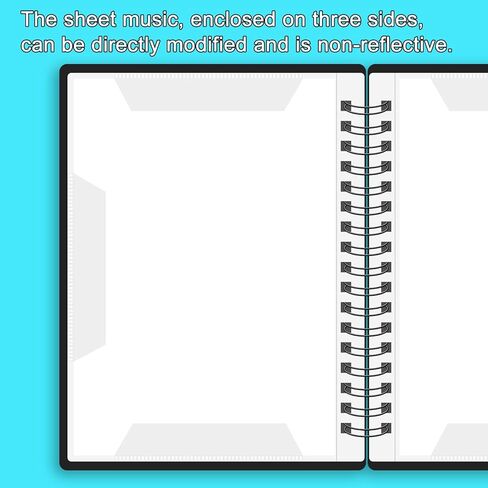 Sheet Music Folder, 20 Sleeves Spiral Music Binder for 40 Pages, Writeable 2-Sided Sheet Music Organizer, Lay Flat Design for Piano, Choir, Band, Letter Size 8.5 x 11, Black in Kuwait