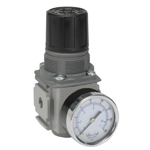 Parker Hannifin P32RB92BNNP Series P32RB Compact Regulator without Gauge, Relieving Relief, Non-Rising Knob, 8 bar/125 psig/0.8 Mpa Range, Plastic Panel Mount Nut, 1/4" NPT Port in Kuwait