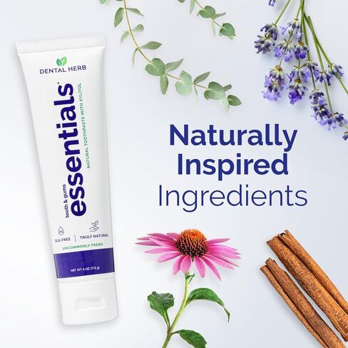Essentials Fluoride-Free Toothpaste, Plant-Based Daily Toothpaste for Fresh Breath, SLS-Free, Clean Ingredients, 4 oz, by Dental Herb Company in Kuwait