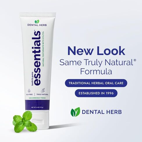 Essentials Fluoride-Free Toothpaste, Plant-Based Daily Toothpaste for Fresh Breath, SLS-Free, Clean Ingredients, 4 oz, by Dental Herb Company in Kuwait