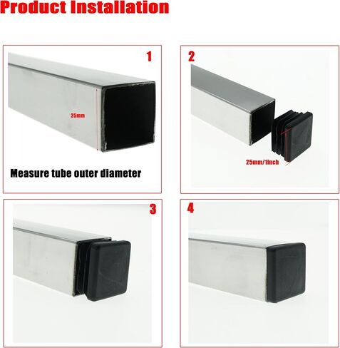 50 Pack 1 Inch Square Black Plastic Plug,Pipe Tubing End Cap,Plastic Plugs,Insert End Caps for 1" Outside Diameter Square Metal Tube, Chair Legs, Fence in Kuwait