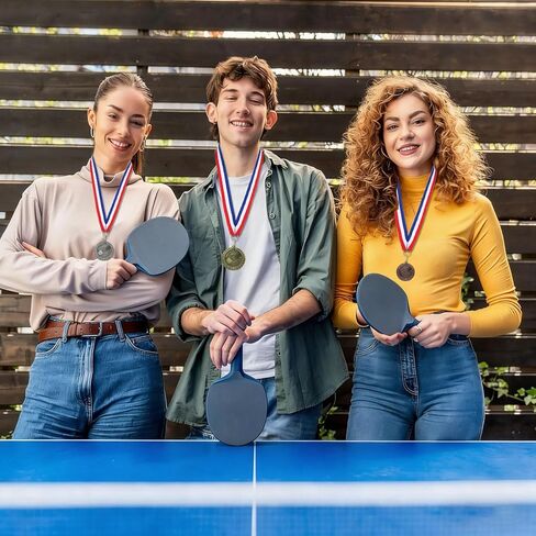 Table Tennis Medals， 3 Pack Gold Silver Bronze, 2 Inch Zinc Alloy Medals with Antique Finish & Red White Blue Ribbons for Ping Pong Tournaments, Awards Ceremony, Sports Prizes in Kuwait