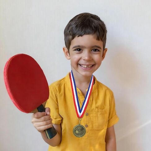 Table Tennis Medals， 3 Pack Gold Silver Bronze, 2 Inch Zinc Alloy Medals with Antique Finish & Red White Blue Ribbons for Ping Pong Tournaments, Awards Ceremony, Sports Prizes in Kuwait