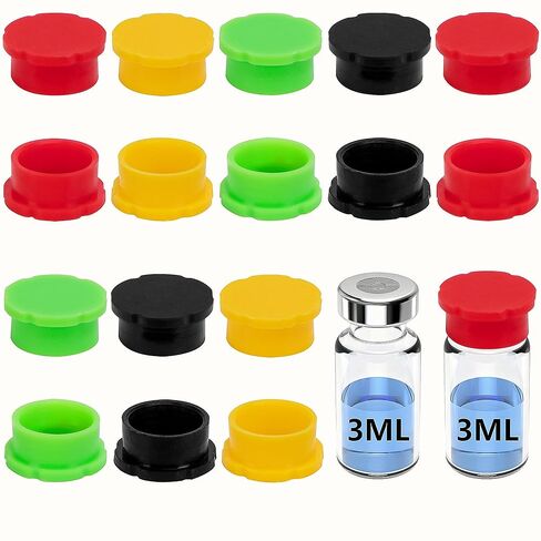8 قطع أغطية قوارير واقية سعة 3 مل، أغطية أغطية قوارير زجاجية من السيليكون مقاومة للتسرب، قوارير زجاجية قابلة لإعادة الاستخدام مكونة من 4 ألوان واقية للحقن، أغطية قابلة للطي in Kuwait