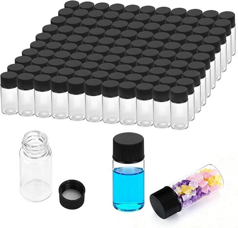 100 Pcs Clear Glass Vials 10ml, Small Glass Sample with Screw Caps, Lab Sample Vial for Liquid, Essential Oil, Perfume in Kuwait