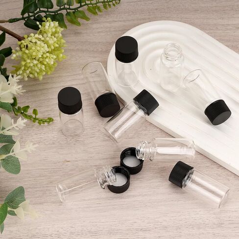 100 Pcs Clear Glass Vials 10ml, Small Glass Sample with Screw Caps, Lab Sample Vial for Liquid, Essential Oil, Perfume in Kuwait