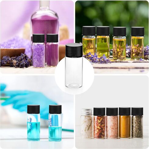 100 Pcs Clear Glass Vials 10ml, Small Glass Sample with Screw Caps, Lab Sample Vial for Liquid, Essential Oil, Perfume in Kuwait