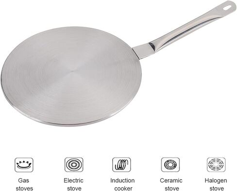 Stainless Steel Heat Diffuser Plate, Universal Cooker Heat Diffuser for Gas Electric Induction Stovetops, 22cm Even Heat Distributor with Handle for Non - Induction Pans in Kuwait