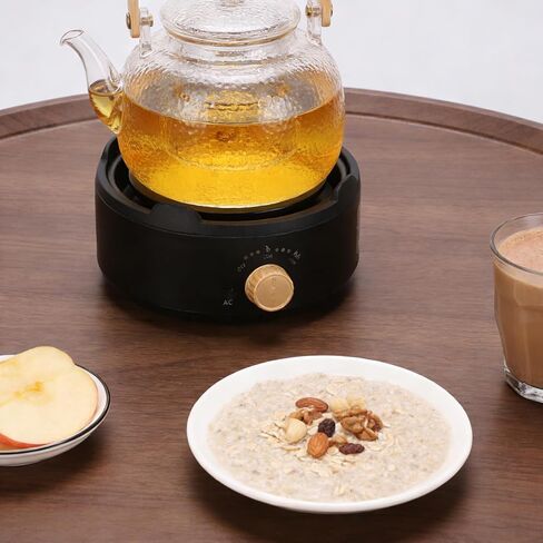 Fockety Glass Tea Maker Hot Plate, Mini Electric Stove 500W, Portable Round Hot Plate with Automatic Shut Off, for Boiling Water and Brewing Tea (US Plug 110V) in Saudi Arabia