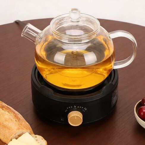 Fockety Glass Tea Maker Hot Plate, Mini Electric Stove 500W, Portable Round Hot Plate with Automatic Shut Off, for Boiling Water and Brewing Tea (US Plug 110V) in Saudi Arabia