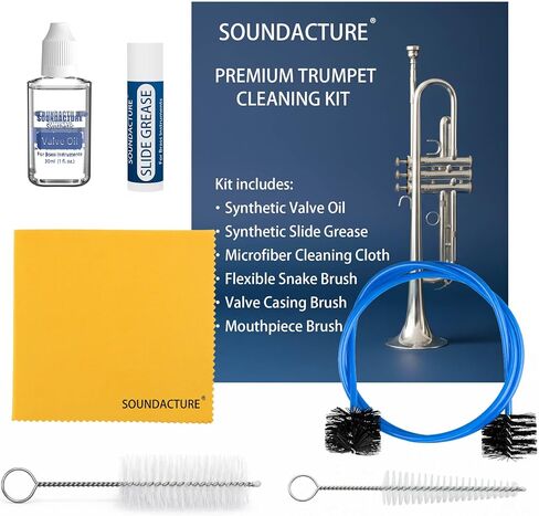 مجموعة تنظيف البوق - مجموعة تنظيف كاملة للعناية بالبوق مع زيت الصمام، وشحم منزلق، وفرش وقماش لفرقة طلاب العناية بالآلات in Kuwait