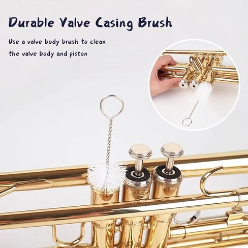 Trumpet Cleaning Kit, Clean and Care Horn, Trumpet Valve Oil Kit with Valve Oil, Slide Grease, Cork Grease, Cleaning Cloth, Mouthpiece/Valve/Bore Brushes, Polishing Cloth in Kuwait
