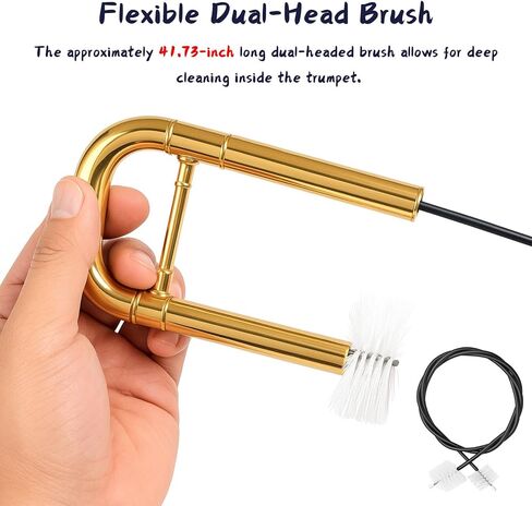 Trumpet Cleaning Kit, Clean and Care Horn, Trumpet Valve Oil Kit with Valve Oil, Slide Grease, Cork Grease, Cleaning Cloth, Mouthpiece/Valve/Bore Brushes, Polishing Cloth in Kuwait