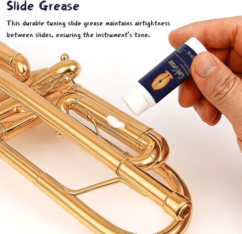 Trumpet Cleaning Kit, Clean and Care Horn, Trumpet Valve Oil Kit with Valve Oil, Slide Grease, Cork Grease, Cleaning Cloth, Mouthpiece/Valve/Bore Brushes, Polishing Cloth in Kuwait