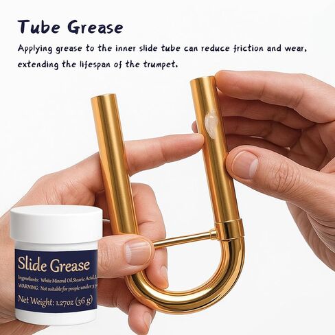Trumpet Cleaning Kit, Clean and Care Horn, Trumpet Valve Oil Kit with Valve Oil, Slide Grease, Cork Grease, Cleaning Cloth, Mouthpiece/Valve/Bore Brushes, Polishing Cloth in Kuwait