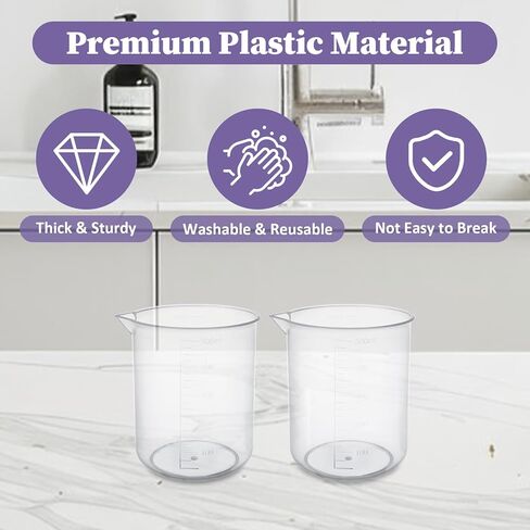 18 Pack 500 ml / 17.6 oz Plastic Beaker, Premium Polypropylene, 10mL Raised Graduations Graduated Beakers with Tapered Spout, Lab Measuring Cup for Resin, Science Experiment, Liquid Measuring in Saudi Arabia