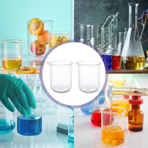 18 Pack 500 ml / 17.6 oz Plastic Beaker, Premium Polypropylene, 10mL Raised Graduations Graduated Beakers with Tapered Spout, Lab Measuring Cup for Resin, Science Experiment, Liquid Measuring in Saudi Arabia
