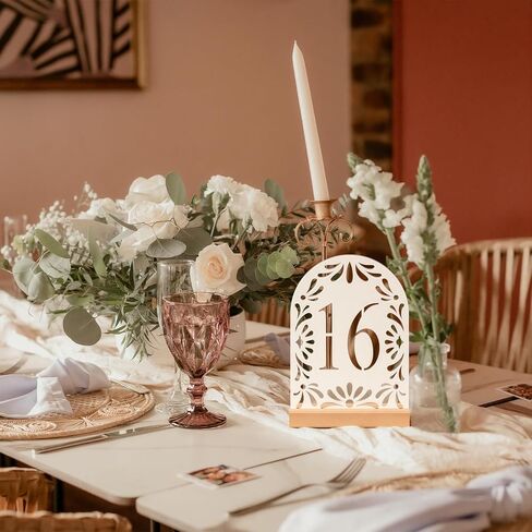 20 قطعة من أرقام طاولة الزفاف المكسيكية مع حوامل 1-20، 5 × 7 بوصات عرض قوس مزدوج الجوانب ديكورات الزفاف المكسيكية لقطع مركزية للاستقبال وديكورات الحفلات in Kuwait