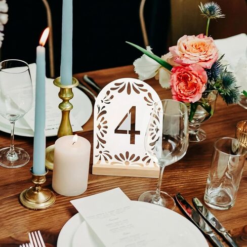 20 قطعة من أرقام طاولة الزفاف المكسيكية مع حوامل 1-20، 5 × 7 بوصات عرض قوس مزدوج الجوانب ديكورات الزفاف المكسيكية لقطع مركزية للاستقبال وديكورات الحفلات in Kuwait