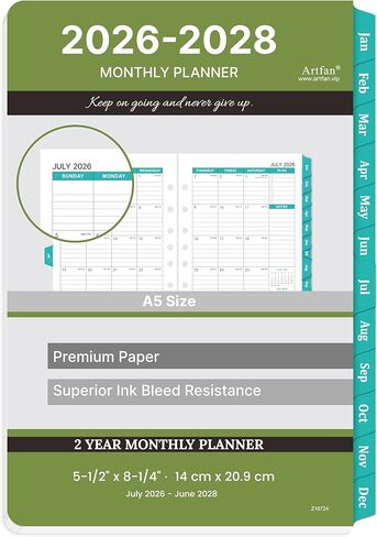 2024-2025 Monthly Planner Refills - Monthly Planner Refills 2024-2025 from Jan.2024 to Dec.2025, 5-1/2" x 8-1/2", A5 Planner Refills, 2024-2025 Weekly & Monthly Planner Refills with 7-Hole Punched - in Kuwait