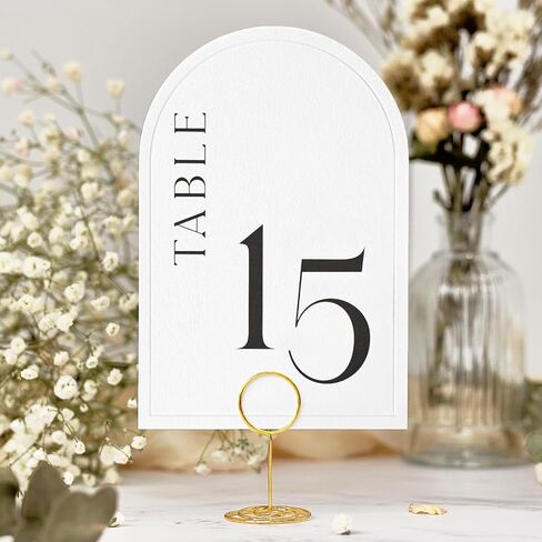 Minimalist Arch Wedding Table Numbers 1-20 with Head Table - 4x6 Inch Textured Art Paper with Arched Debossing - Double Sided Table Numbers for Wedding Reception - No Holders in Saudi Arabia