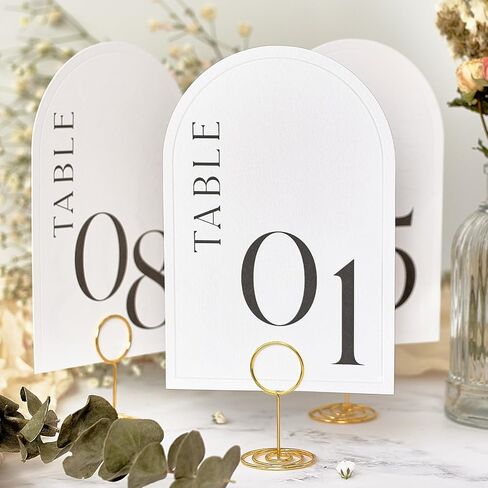 Minimalist Arch Wedding Table Numbers 1-20 with Head Table - 4x6 Inch Textured Art Paper with Arched Debossing - Double Sided Table Numbers for Wedding Reception - No Holders in Saudi Arabia