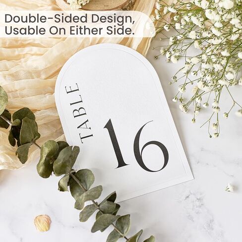 Minimalist Arch Wedding Table Numbers 1-20 with Head Table - 4x6 Inch Textured Art Paper with Arched Debossing - Double Sided Table Numbers for Wedding Reception - No Holders in Saudi Arabia
