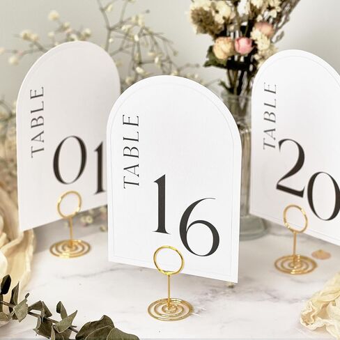 Minimalist Arch Wedding Table Numbers 1-20 with Head Table - 4x6 Inch Textured Art Paper with Arched Debossing - Double Sided Table Numbers for Wedding Reception - No Holders in Saudi Arabia