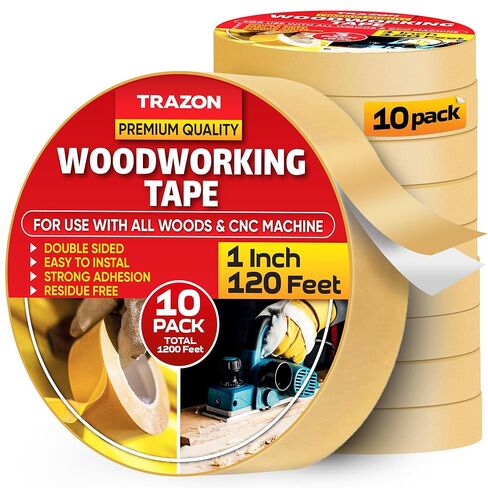 شريط أعمال النجارة مزدوج الجوانب من ترازون قوي للغاية، 3 عبوات، 1 بوصة × 120 قدم، أداة لاصقة للحرف الخشبية، لاصق على الجانبين لقوالب جهاز التوجيه وآلة CNC، قابل للإزالة وخالي من البقايا in Kuwait