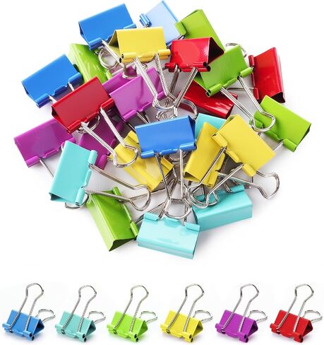 Mr. Pen- Binder Clips, 1.25 inch, 25 Pack, Medium, Colored Binder Clips, Binder Clips Medium Size, Color Binder Clips, Clips, Paper Clips, Binder Clip, Clips for Paperwork, Office Clips in Kuwait