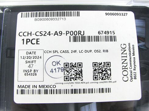 Corning CCH Splice Cassette, 24 Fiber, LC Duplex Singlemode (OS2), Ribbon, UPC Polish CCH-CS24-A9-P00RJ in Kuwait
