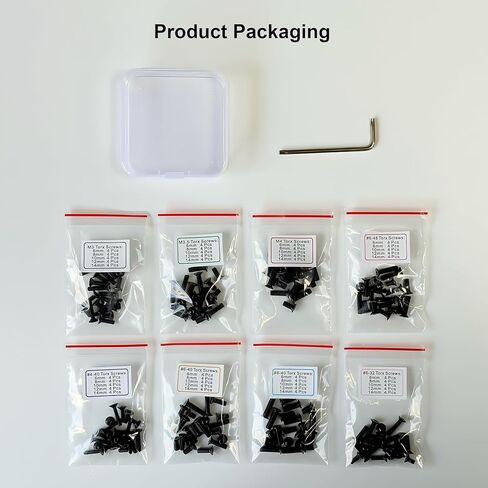 طقم براغي ريد دوت، M3، M3.5، M4، #4-40، #6-40، #8-40، #6-32، #6-48 12.9G براغي توركس ذات رأس مسطح، 4 قطع لكل منها 6 مم/8 مم/10 مم/12 مم/14 مم للألواح والتركيبات والصيانة in Kuwait