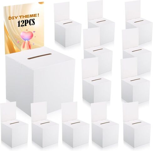 4 Pcs Raffle Boxes Bulk Ballot Box Suggestion Donation Box for Fundraising, Raffle Ticket Card Box with Slot and Removable Header Voting Box for Auction Charity Voting Collecting Card Contest (4) in Kuwait
