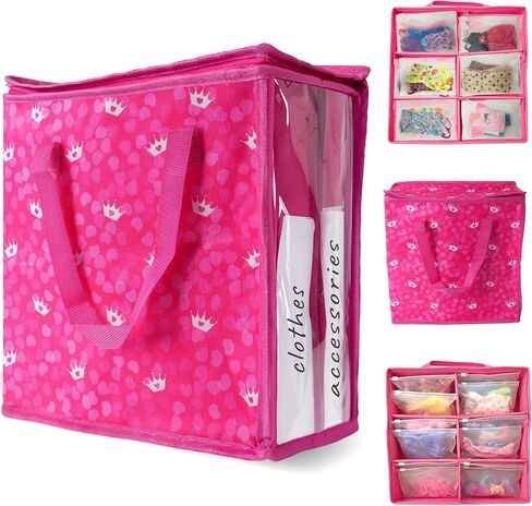 5 Pack Doll Storage Organizer متوافق مع Barbie Dolls مقاس 12 بوصة ، حقيبة تخزين منظم الألعاب المتوافقة مع دمى LOL Surprise ، وقضية حمل لعبة للبنات مع التسمية والمقبض ، حقيبة فقط in Kuwait