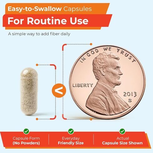 TIME-Cap Labs 400 Count Psyllium Husk Fiber Capsules - Gluten-Free, Soluble Fiber Supplement for Adults Digestive Regularity Support, Gentle Daily Fiber Support, Routine Use for Men & Women in Kuwait