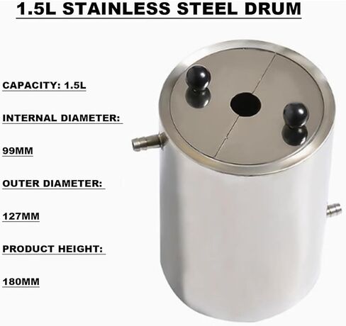 1.5L Stainless Steel Laboratory Drum, Internal Diameter 99mm, Outer Diameter 127mm, Double Layer Barrel, with Semicircular Covers, Disperser Tank, Stirring & Grinding Bucket, for Dispersant Stirrer in Saudi Arabia