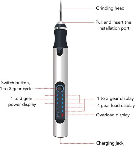 Mavaol Electric Engraving Pen Aluminum Alloy Silver Mini Micro Engraver with Intelligent Overload Protection Chip in Saudi Arabia
