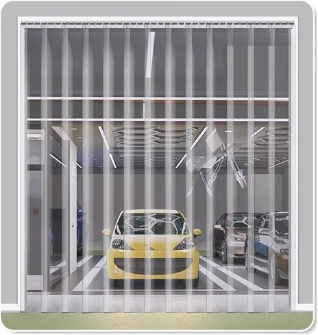 Heavy Duty PVC Strip Door Curtain Kit - Waterproof Vinyl Curtain for Walk-in Freezers, Warehouses & Garages (7pcs 1.05x2.4m) - Easy Installation & Durable Design in Kuwait