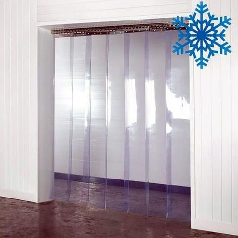 ستارة باب بشريط من الفينيل - شرائط بلاستيكية شفافة من مادة PVC للمستودعات والفريزر وبيت الحيوانات الأليفة - تداخل 3 سم، مقاس 1.5 × 2 متر (10 قطع) - متينة وسهلة التركيب ومقاومة للطقس in Kuwait