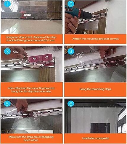 PVC Strip Curtain - Waterproof, Dustproof 2mm Transparent Partition for Walk-in Freezer, Commercial Kitchen, Cold Room, 1.05x2.1m (7 Panels) - Clear in Saudi Arabia