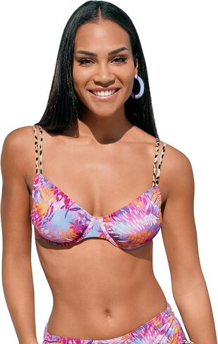 Lascana Leopard Leopard Floral Bikini Top Multicoldored in Saudi Arabia