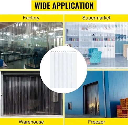 ستارة باب بشريط شفاف من مادة PVC - مقسم PVC ناعم مقاوم للماء للغرفة الباردة وغرفة الموظفين والمداخل - ستارة شرائح بلاستيكية ناعمة لسهولة الوصول والعزل in Kuwait