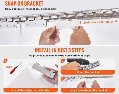 ستارة باب بشريط شفاف من مادة PVC - مقسم PVC ناعم مقاوم للماء للغرفة الباردة وغرفة الموظفين والمداخل - ستارة شرائح بلاستيكية ناعمة لسهولة الوصول والعزل in Kuwait