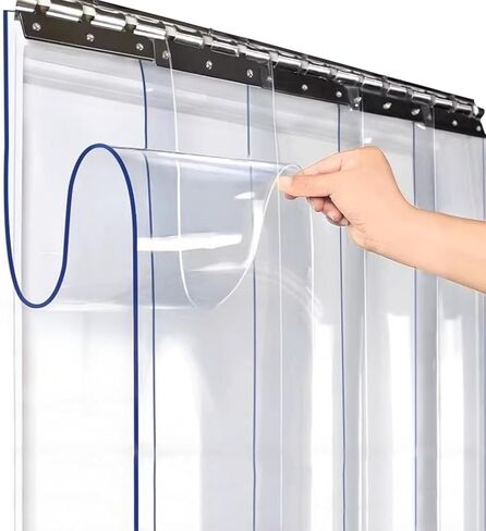 ستارة شريطية شفافة من مادة PVC - شرائح تجميد شديدة التحمل مقاس 1.6 مم للاستخدام التجاري والمتاجر الصناعية والمصنع والمرآب - حجم مخصص (300 × 240 سم) in Kuwait