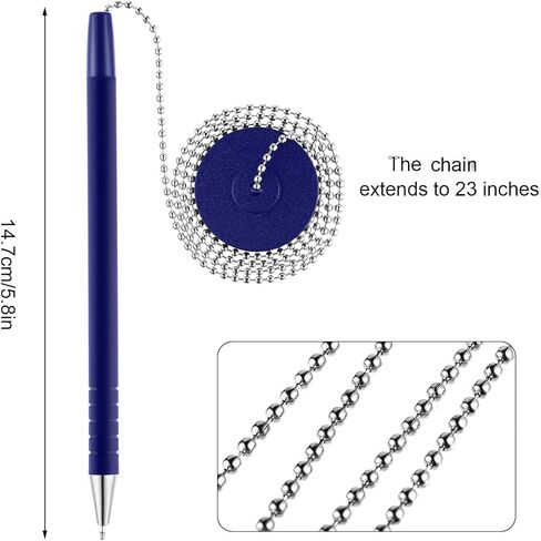 10 Pieces Secure Pen with Adhesive Pen Chain and Security Pen Holder for Home Office Supplies (Black Ink) in Kuwait