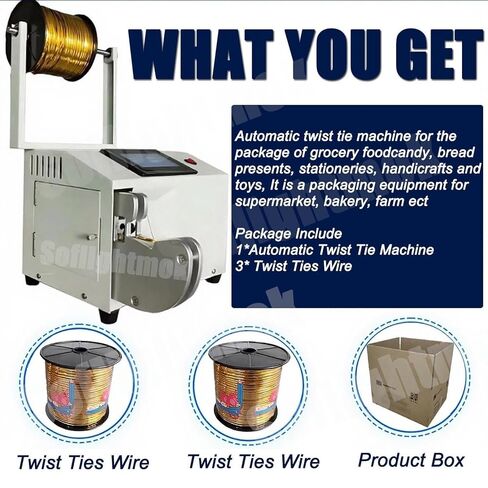 Automatic Twist Tie Machine+3 Wire Gold Wire Sealing Bundling Machine Wire Harness Binding Machine| Bundling Equipment for Supermarkets Bread Toys in Saudi Arabia
