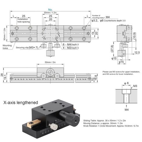 Linear Translation Stage X Axis Rack Pinion Type Sliding Table SEMCI C 80 30 X 50mm High Precision Aluminum Alloy Mechanical Device for Laboratory Equipment in Kuwait