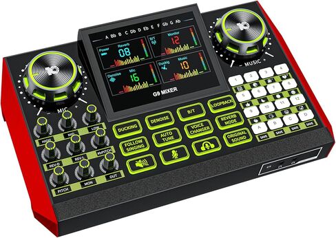 جهاز مزج الصوت للألعاب G9، بطاقة الصوت الحية لمعدات البودكاست للبث، واجهة الصوت DJ Mixer بطاقة الصوت/ميكروفون مكثف اللوحة لمجموعة أدوات إنشاء محتوى فيديو ألعاب Tiktok. in Kuwait