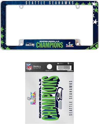 Rico Industries NFL Football Seattle Seahawks 2026 Super Bowl LX Champions Chrome Frame and Static Cling in Saudi Arabia